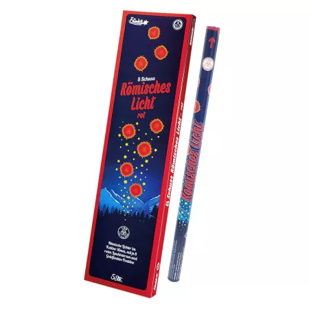 Rzymskie Ognie 8 Schuss Römisches Licht Kal. C - Rot Czerwone 5 sztuk